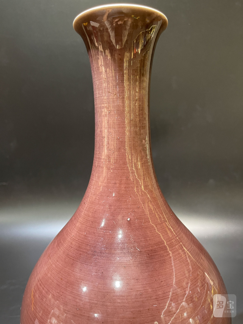 清道光 茄皮紫釉橄榄瓶 - 图8
